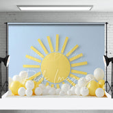 Lofaris Blue Wall Sun Balloons Cake Smash Photo Backdrop